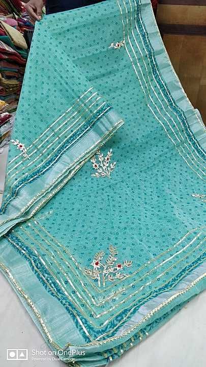 Kota doriya block printed saree with gota work  uploaded by Kota saree sangam on 1/28/2021