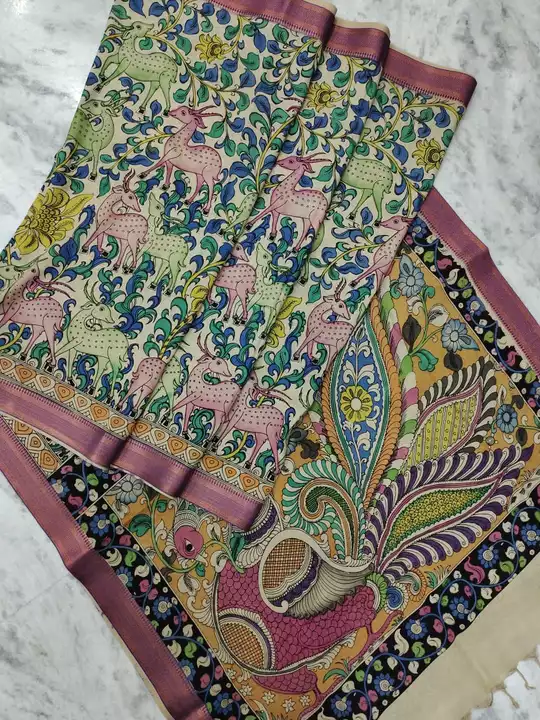 Kalamkari hand painted silk saree uploaded by Mashaallah kalamkari collection on 12/3/2022
