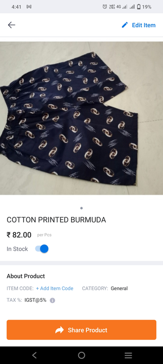 Printed cotton burmuda XL uploaded by Garments on 12/3/2022