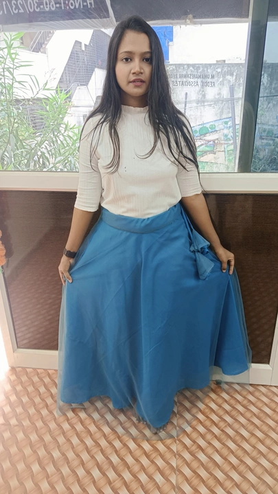 Aqua blue printed skirt uploaded by Friends Fashions on 12/3/2022