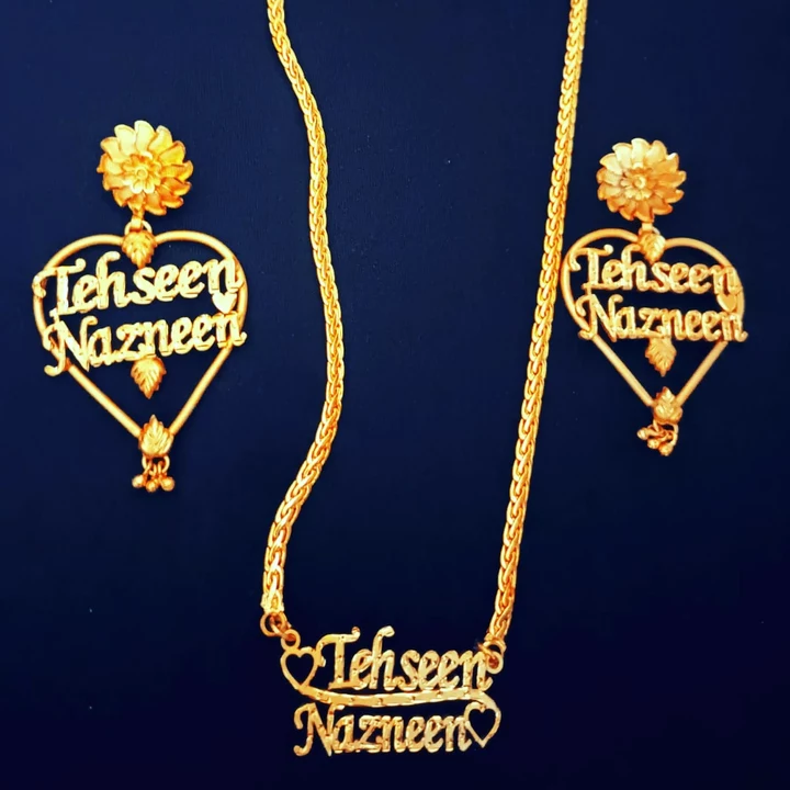  Name necklace name earrings set uploaded by universalantiquegiftzone0011@gmail.com on 12/3/2022