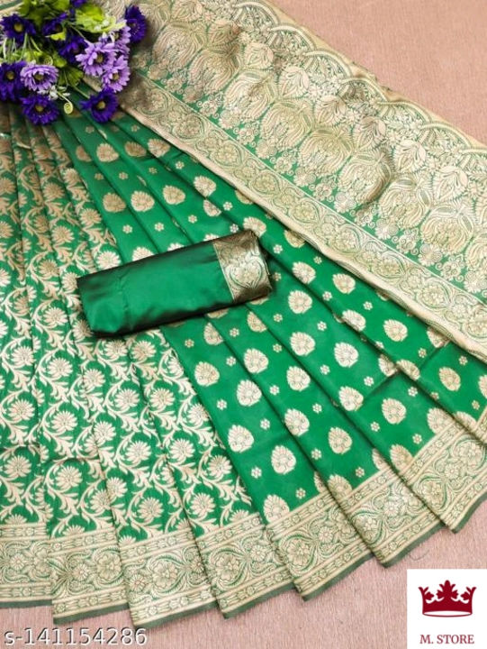 Post image Catalog Name:*Charvi Voguish Sarees*Saree Fabric: Banarasi Silk / Kanjeevaram SilkBlouse: Separate Blouse PieceBlouse Fabric: Product DependentPattern: Woven DesignBlouse Pattern: JacquardNet Quantity (N): SingleSizes: Free Size (Saree Length Size: 5.5 m, Blouse Length Size: 0.8 m) 
Dispatch: 1 Day
*Proof of Safe Delivery! Click to know on Safety Standards of Delivery Partners- https://ltl.sh/y_nZrAV3Price -₹700/per piece