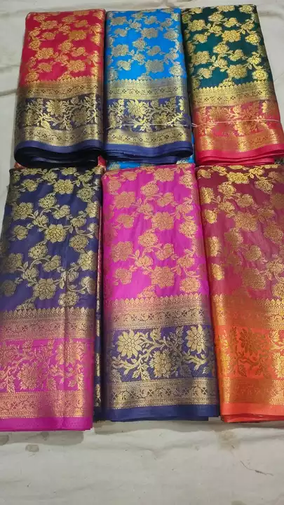 Hand dyeing saree banarsi semi silk uploaded by business on 12/4/2022