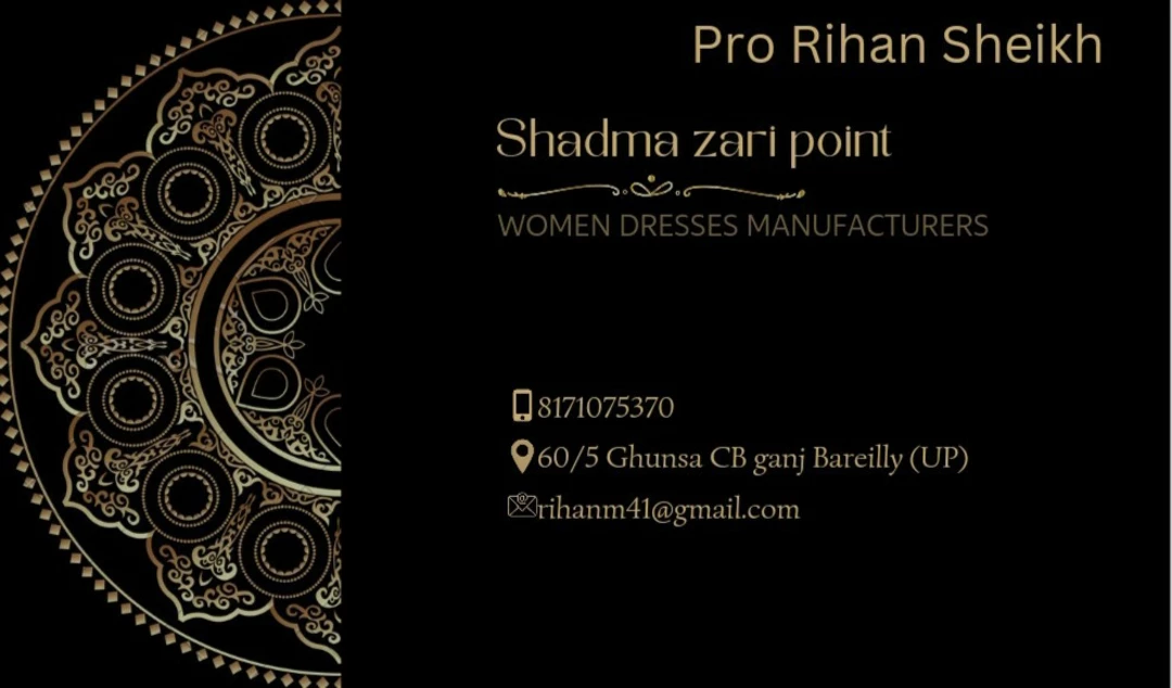 Visiting card store images of Shadma zari point