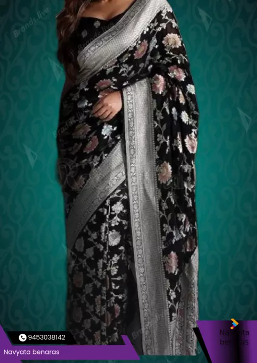 Back silk banarasi saree with silver woven zari  uploaded by business on 12/4/2022