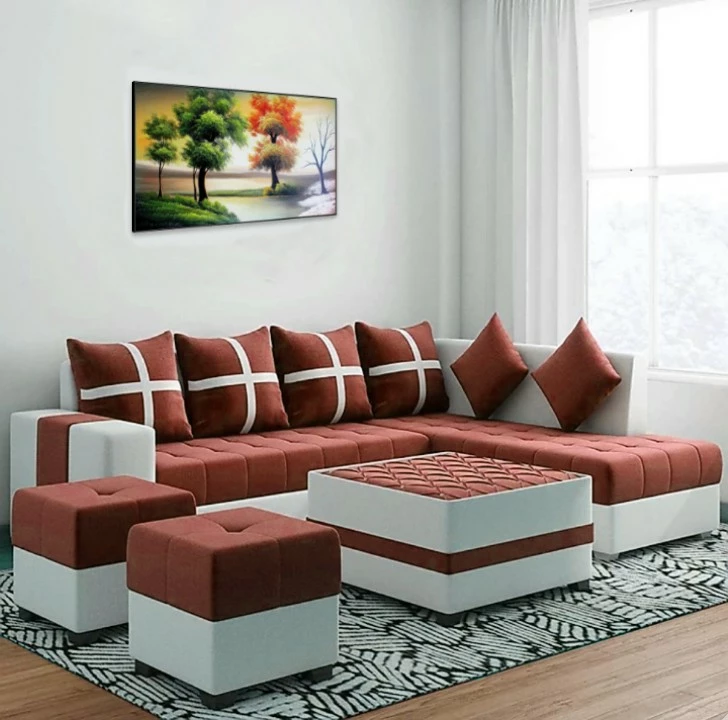 Diamond L shepe sofa with center tebal and 2 puffy uploaded by business on 12/5/2022