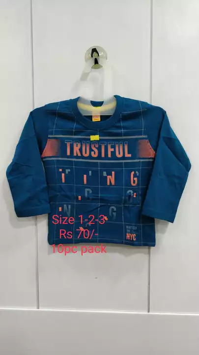 Boys full sleeves basic printed T-shirt  uploaded by Arihant Trading on 12/5/2022