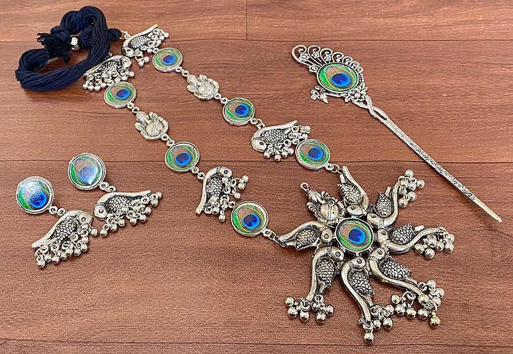 Peacock neckpiece set uploaded by business on 1/29/2021