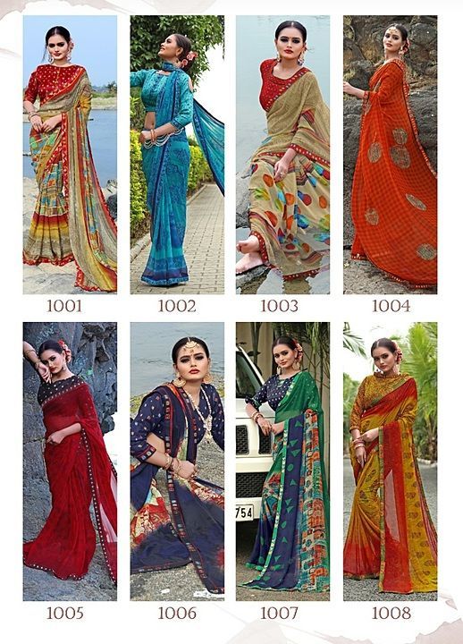 Post image catalog name. Manjari
Fabric. Weightless print with satin banglori print border and fancy blouse
