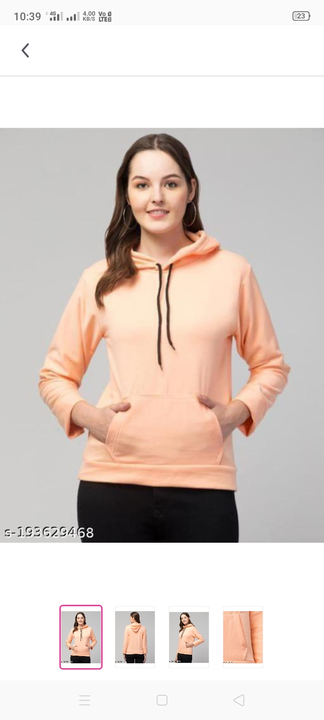 Peach colour ladies hoodie  uploaded by business on 12/5/2022