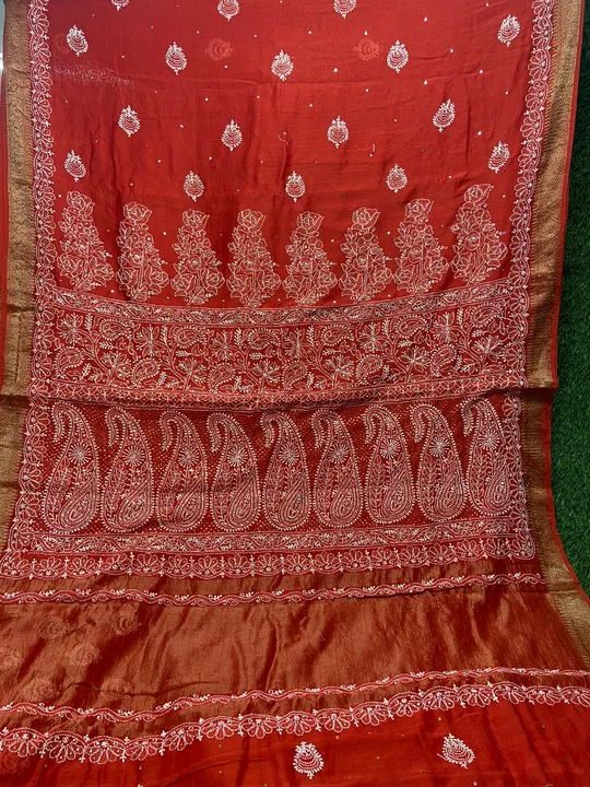 Post image Beautiful Soft pure 
Mul chanderi silk sari 🥻 
heavy quality With blouse 
Lucknowi chikan n Mukesh work
Dyeble
5500/- wholesale 
👍👍👍👍👍👍👍👍👍👍👍