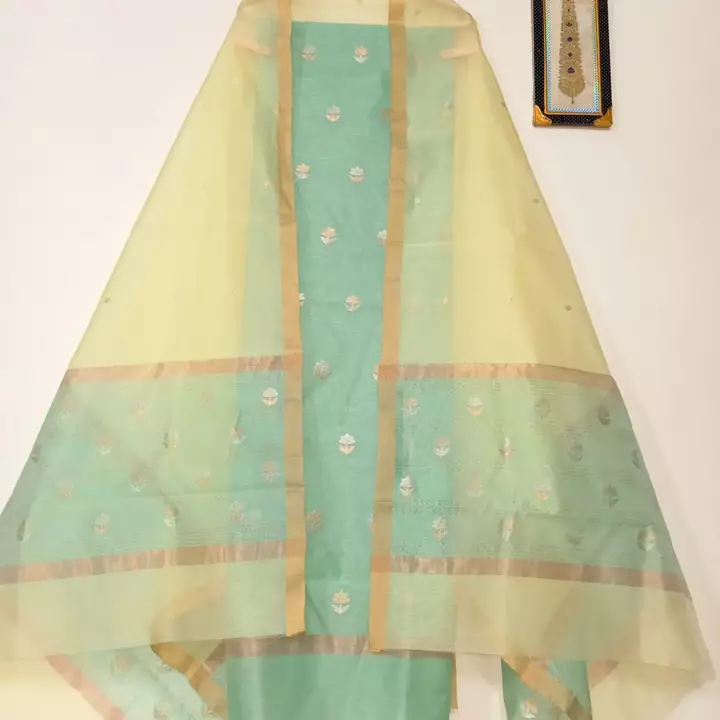 Pure handwoven traditional chanderi fancy dress👗 material uploaded by Virasat handloom chanderi on 12/5/2022