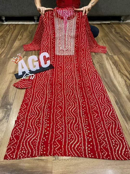 Women embroidered bandhni printed kurta  uploaded by Aleexa Outlet on 12/6/2022