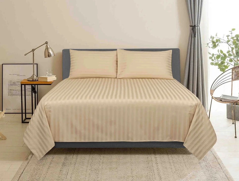 Love you zindagi - 100% Cotton Dyed Satin Stripe Bedsheet Set in King Size uploaded by business on 12/6/2022