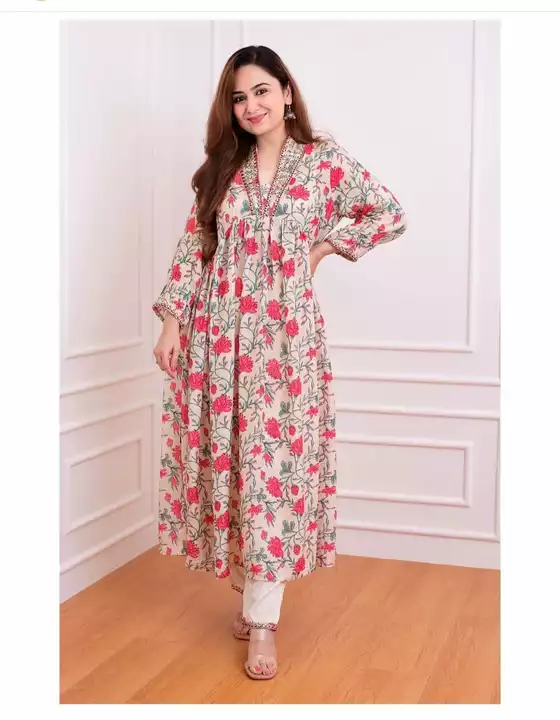 Naira cut embroidery kurta with pant  uploaded by business on 12/6/2022