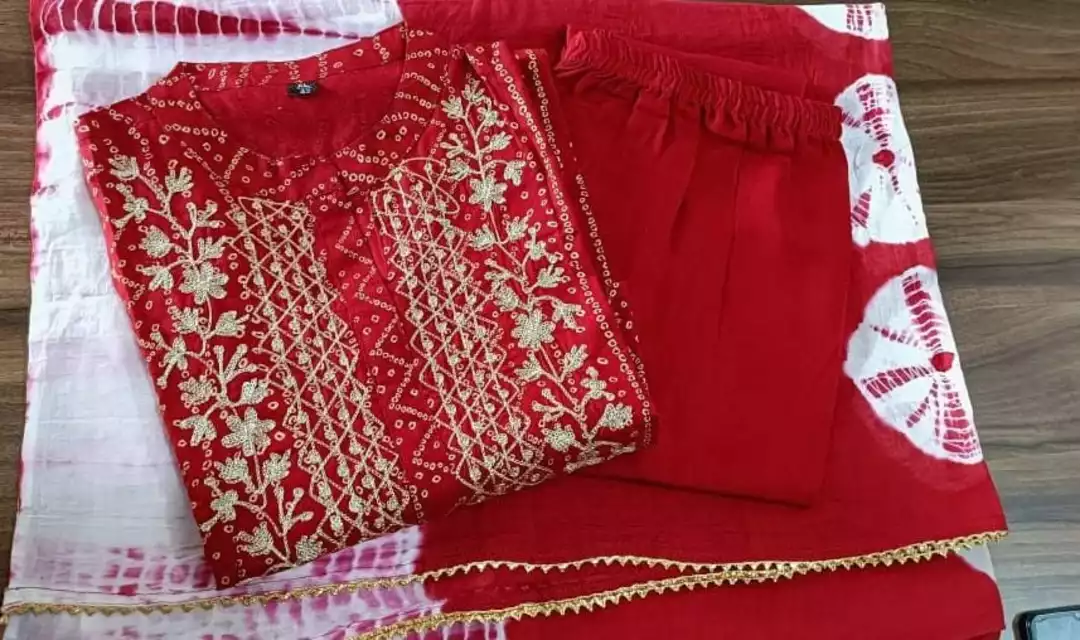 Maroon colour BANDHANI suit set uploaded by Rohit fashion on 12/6/2022