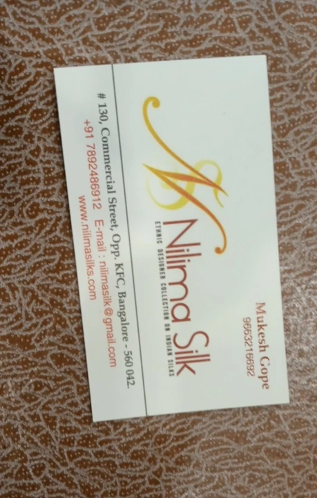 Visiting card store images of Nilima silk