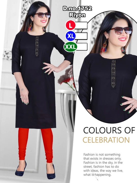Designer Rayon kurties Rate ;95/_  Size ; Xl uploaded by Ridhi Sidhi Creation 9512733183 on 12/7/2022