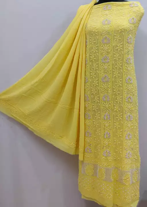 Pure Georgette unstitched suit uploaded by Lucknowi Ada Chikankari Studio on 12/7/2022
