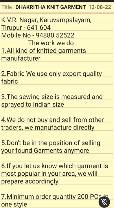 Post image Dhakritha knit Garments