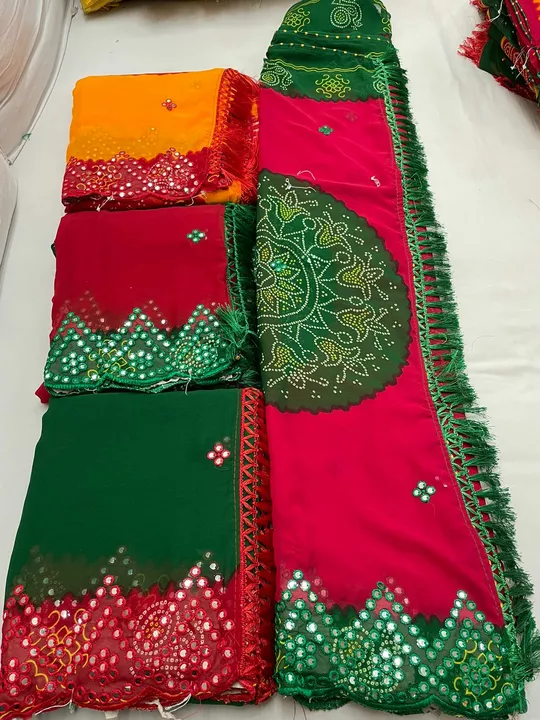 Bandhni work saree with blause  uploaded by Jayesh saree center on 12/8/2022