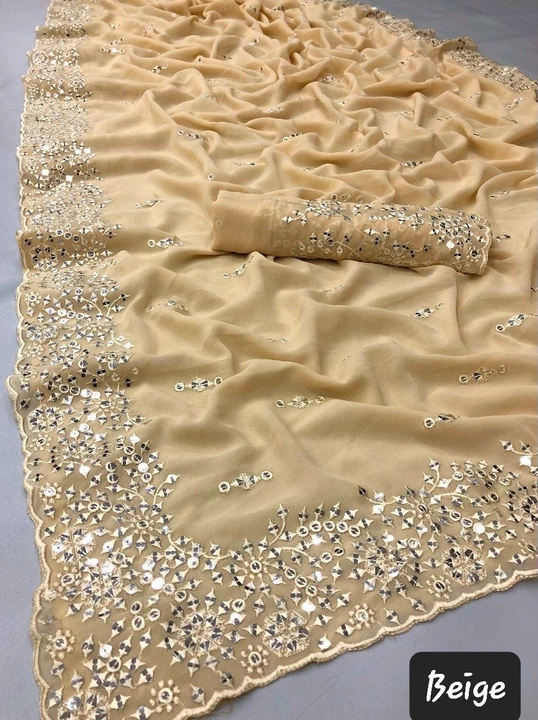 Chiffon foil embroidery saree uploaded by business on 12/8/2022