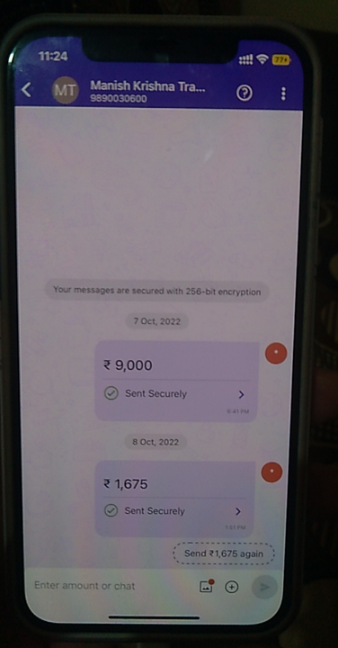 Post image He is fraud he took money for 3 items but sent me 2 items only. If I ask money or same item again he'll not respond to it. He is 5,125/- due for me but not giving my money back not responding to my messages and not picking up my call.