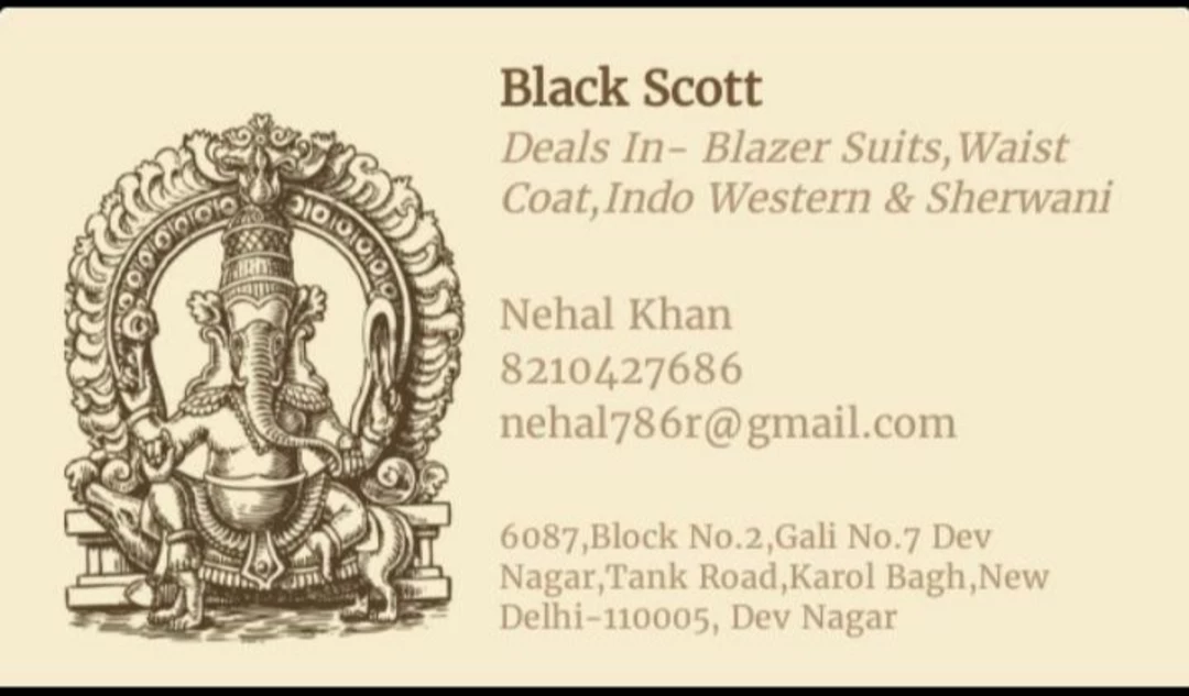 Visiting card store images of Black Scott