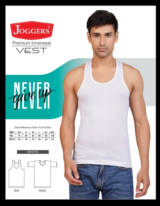 Product image with price: Rs. 60, ID: joggers-white-rn-rns-vest-60420012