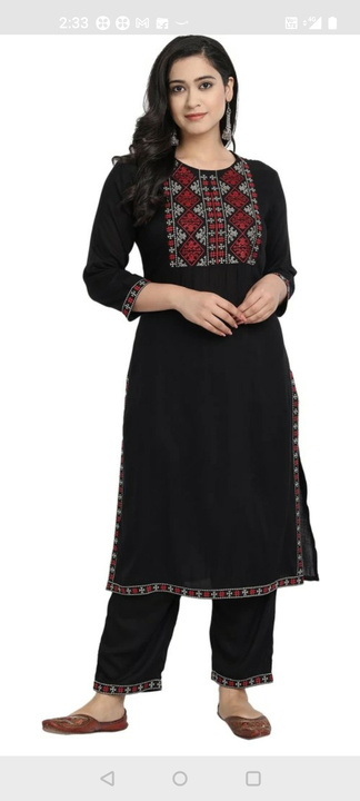Women black color embroidery kurta pant set uploaded by business on 12/8/2022