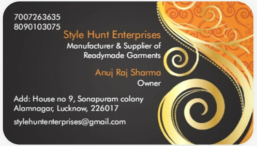 Visiting card store images of Style Hunt Enterprises