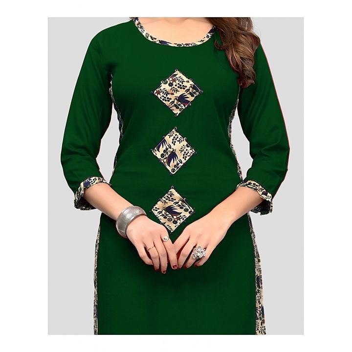 Generic Women's Rayon Printed Kurti (Green), uploaded by business on 1/30/2021