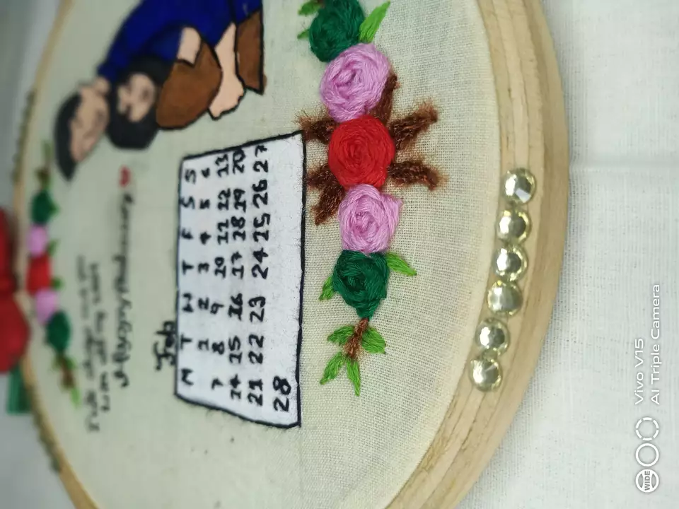 Hand embroided couple calender.....you can gift it on any occassion.❤ uploaded by Angllikh on 12/9/2022