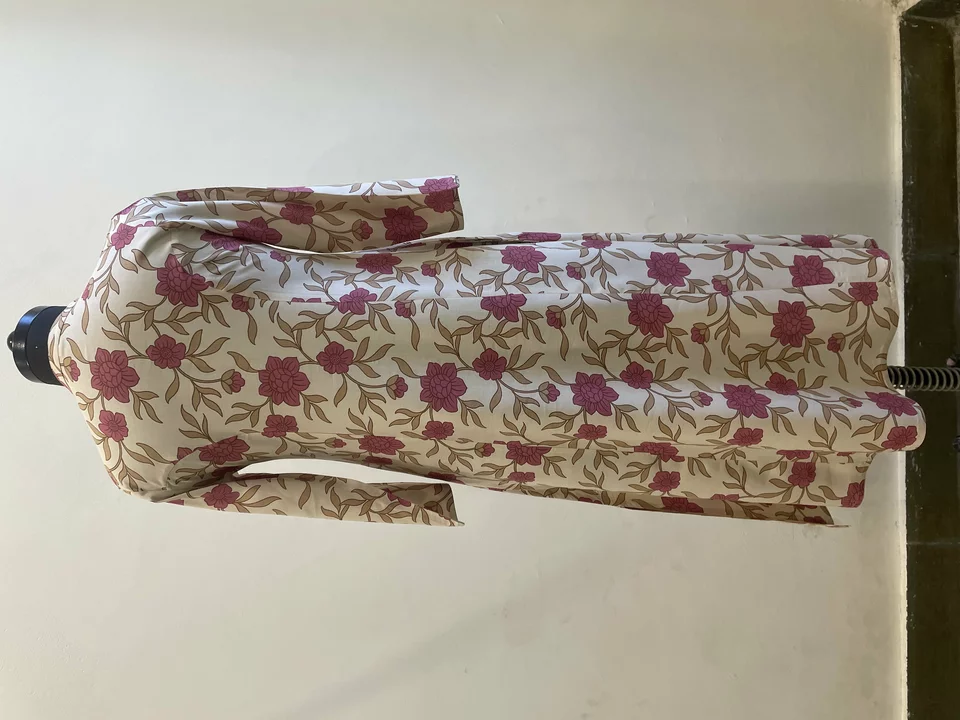 Wine Off white Kalamkari Front Open uploaded by K.S. Fab Export on 12/9/2022