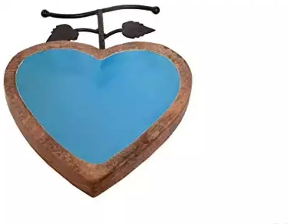 Real Handmade- Wooden Heart Shape Serving Platter With Beautiful Iron Leaf Handle.  uploaded by business on 1/30/2021
