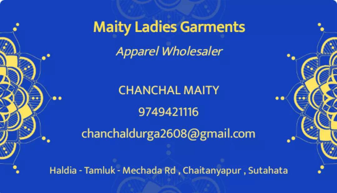 Visiting card store images of Maity ladles Garments