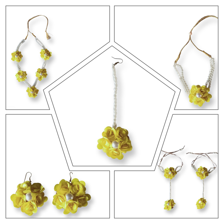 Lemon Yellow Ribbon Flower Jewelry Set uploaded by Morning Glory Traders on 12/9/2022