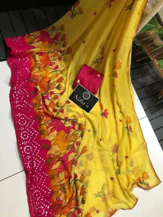 .

Beautiful Georgette sarees With Contrast mirror border  uploaded by SURAT SAREE HOUSE on 12/9/2022