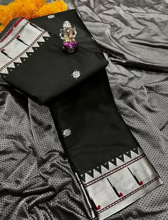 Post image * ||OM SAI RAM|| *
 * *MakarSankranti Special Black Paithani **     * Cloth Details = *Top Quality Sico Silk* 
  * Blouse Piece= *Contrast * *       * Butti = *All Over Butti **       * Rate= *1250/-* 

   *👍Beware of Duplicate Sarees👍*