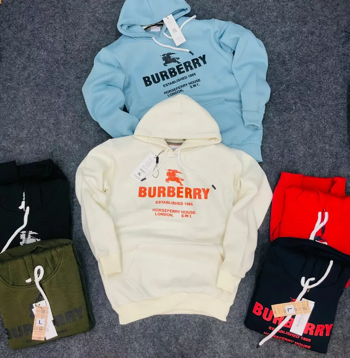 Product image with price: Rs. 420, ID: sweatshirt-hoody-three-thread-zurich-wash-burberry-print-m-to-xl-6-colours-fa9b25c5