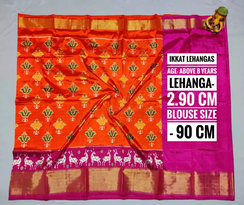 Post image Own manufacturering handmade Exclusive lahenga Collection Latest ikat pochampally lahenga materialLahengas with BlousePure ikat pattu Suitable for Halfsarees , long frocks nd crop topsAdult free sizeMultiple pieces availableMore details what's app 7702811608