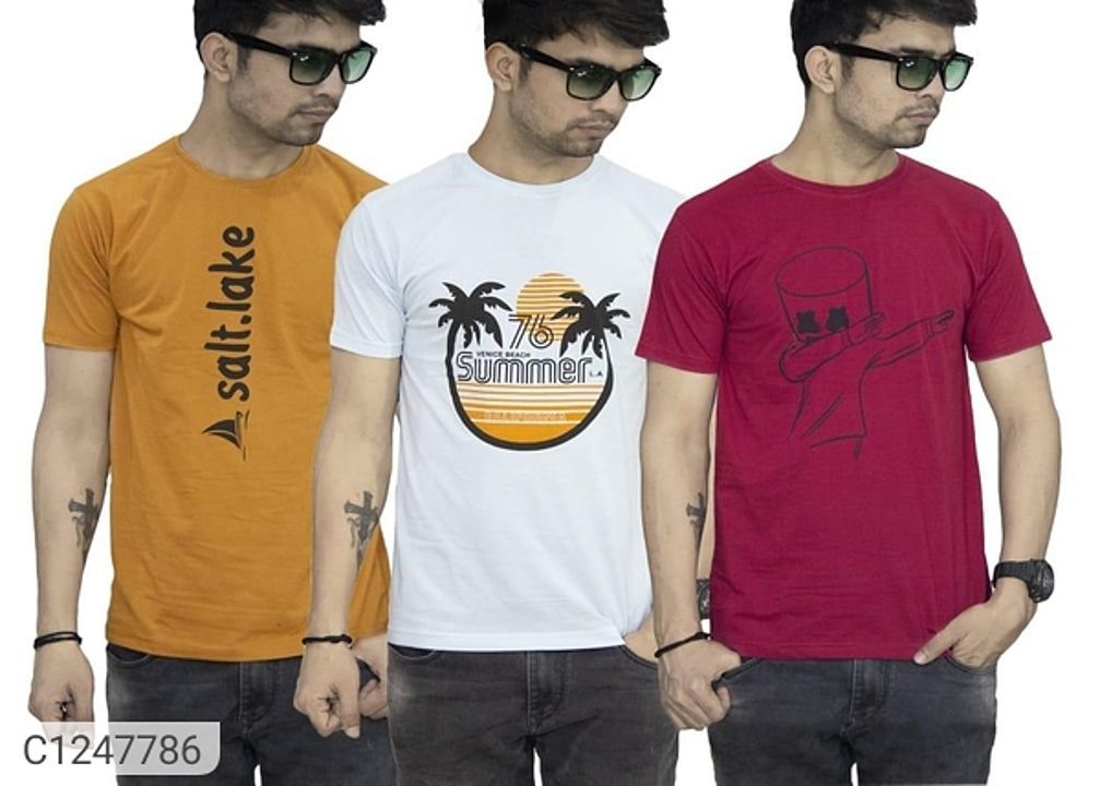 *Product Name:* Cotton Printed Half Sleeves T-Shirt Buy 1 Get 2 Free

*Details:*
Description: It has uploaded by A one collection store on 1/30/2021