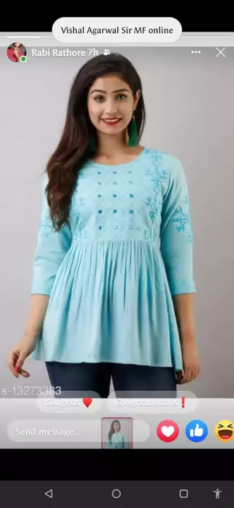 Kurti and Top and gaun for women uploaded by Shri shakti embroidery work on 12/10/2022