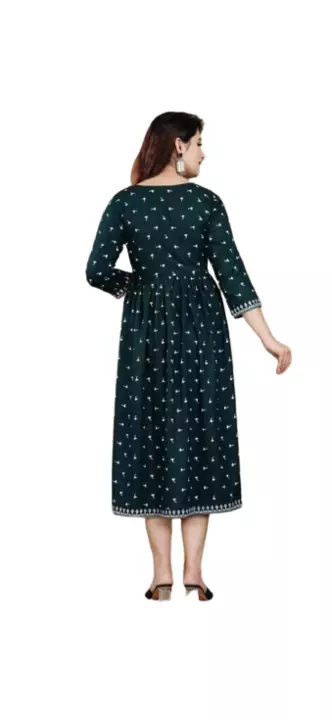 Deep green anarkali gown printed front silver embroidery uploaded by CBC VASTRA on 12/10/2022