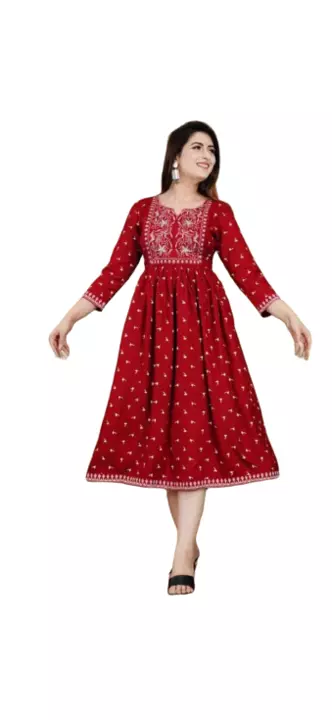Maroon anarkali gown printed front silver embroidery  uploaded by CBC VASTRA on 12/10/2022