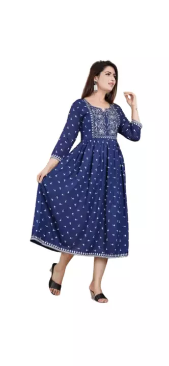 Anarkali Gown Printed Rayon Front Silver Embroidery  uploaded by CBC VASTRA on 12/10/2022