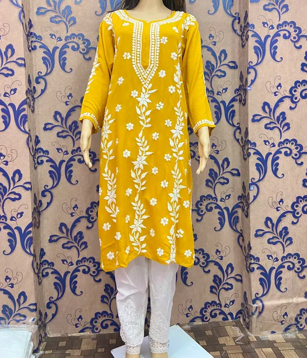 Lucknowi chikankari kurti with pant uploaded by SIMFASTIQUE on 12/11/2022