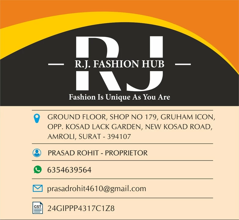 Visiting card store images of R.J.FASHION HUB