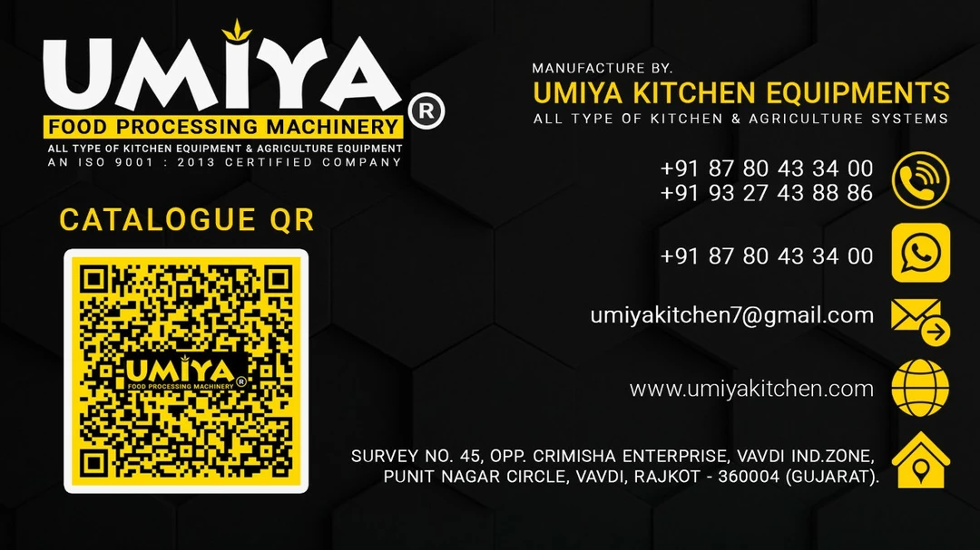 Visiting card store images of Umiya Kitchen Equipment