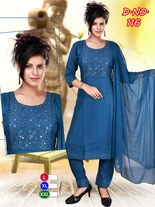 Rayon slub sequence work (3ps)  kurti  uploaded by business on 12/11/2022
